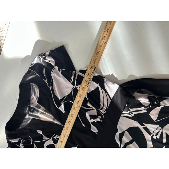Women's AB STUDIO Black & White Abstract Print Dress XL - Picture 5 of 9